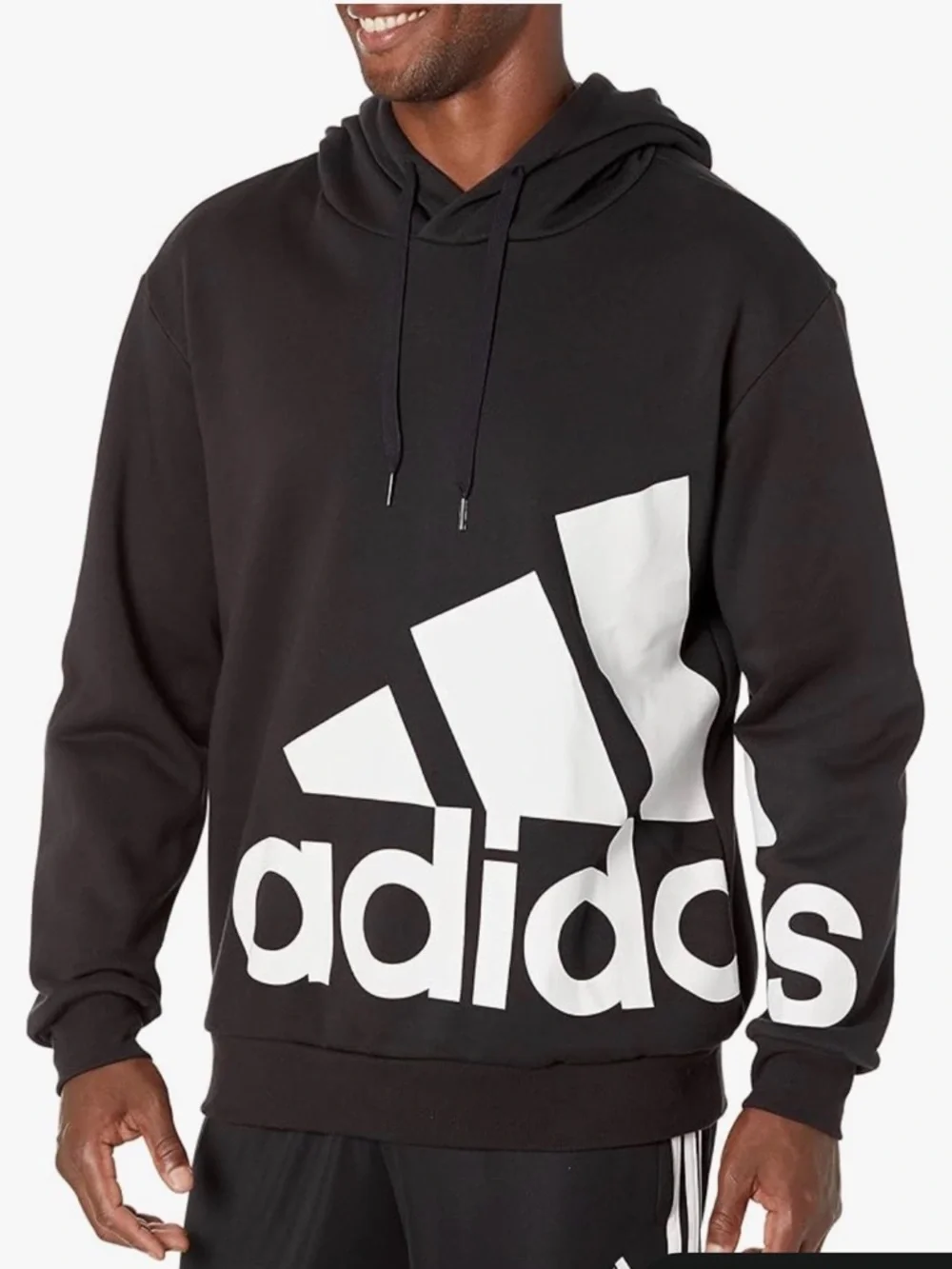 NWT adidas Black Hoodie with Large White Logo